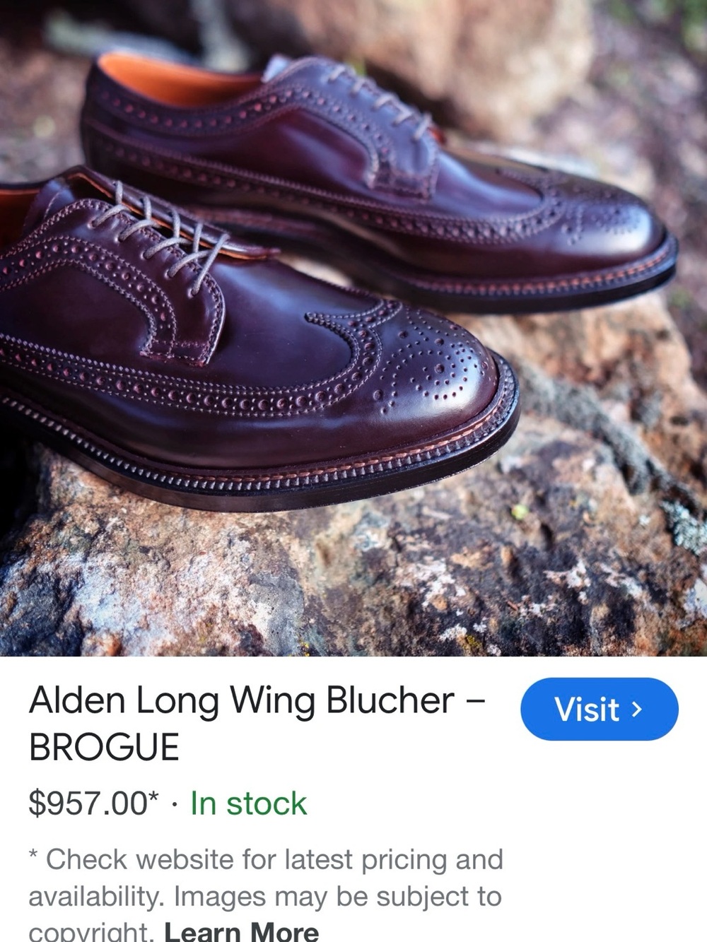 Alden Brown Full Brogue Longwing Oxfords